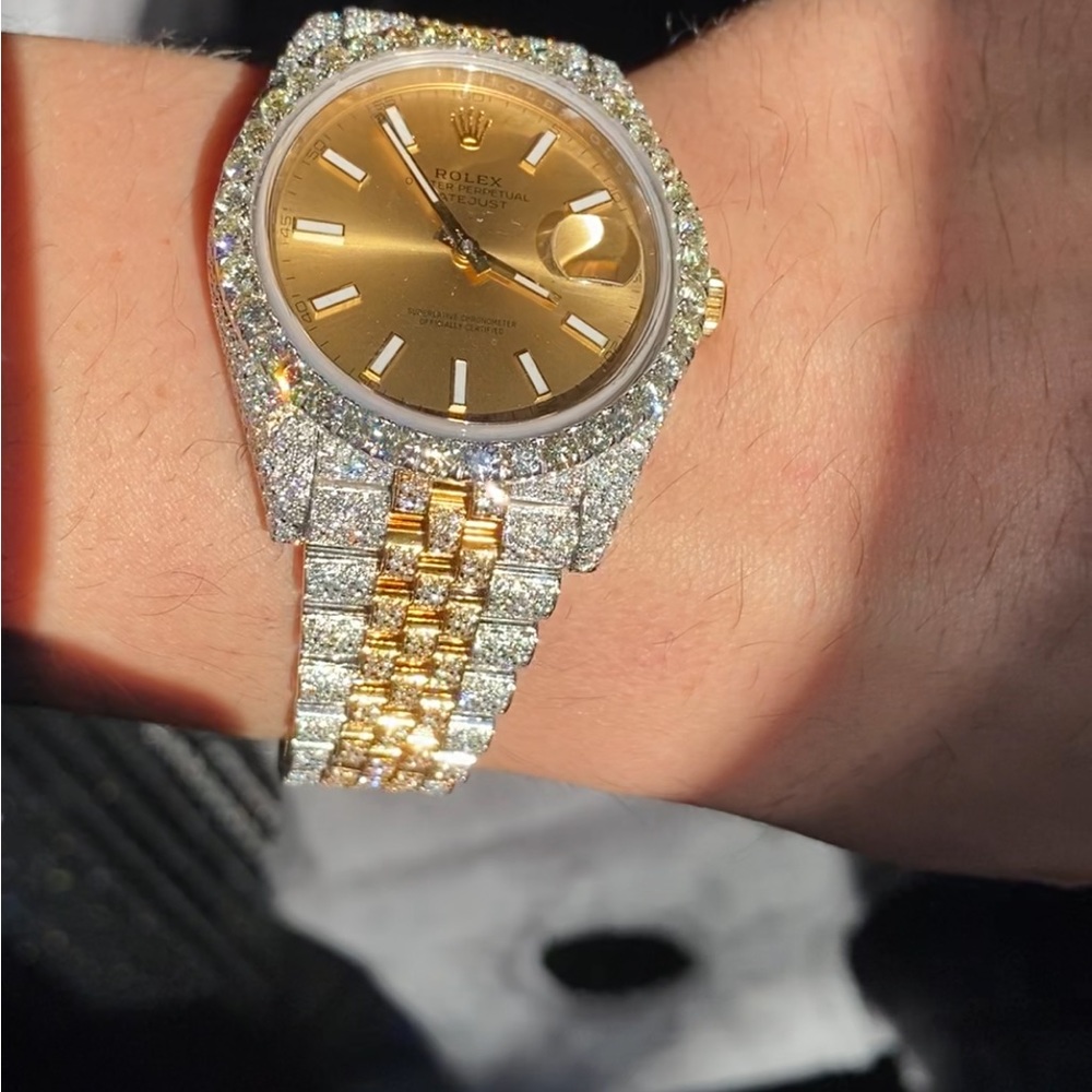 41mm two tone iced DateJust Diamond Rolex BustDown - Picture 1 of 3